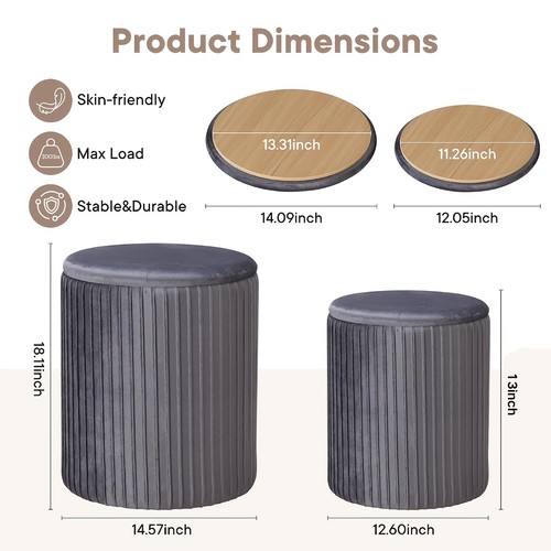 Round ottomans with storage - with, storage.